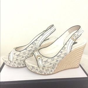 Authentic Louis Vuitton Monogram Wedges 37 6.5 / 7